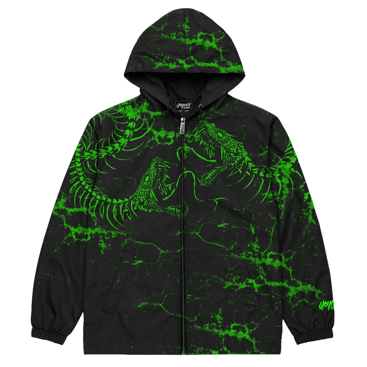 Black Spine Raincoat front - zip