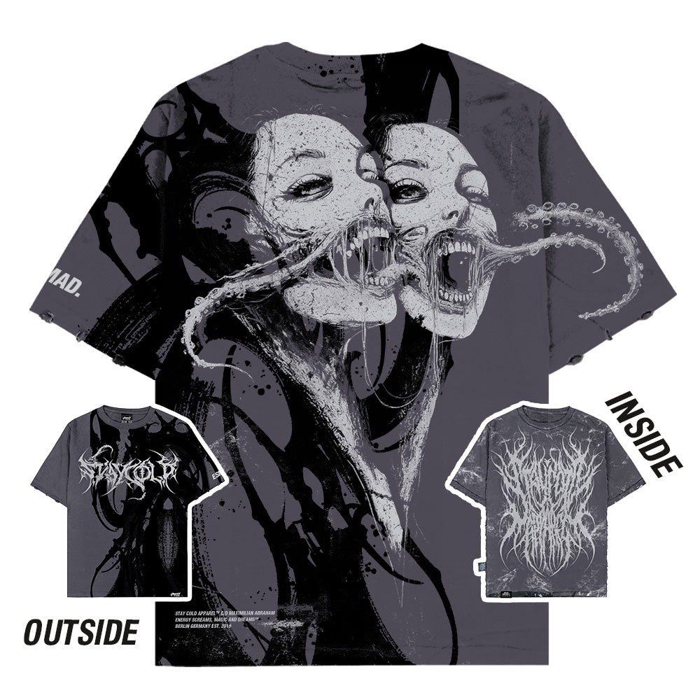 Bride Of The Maw (Black Acid Washed) - Oversized T-Shirt (200GSM)