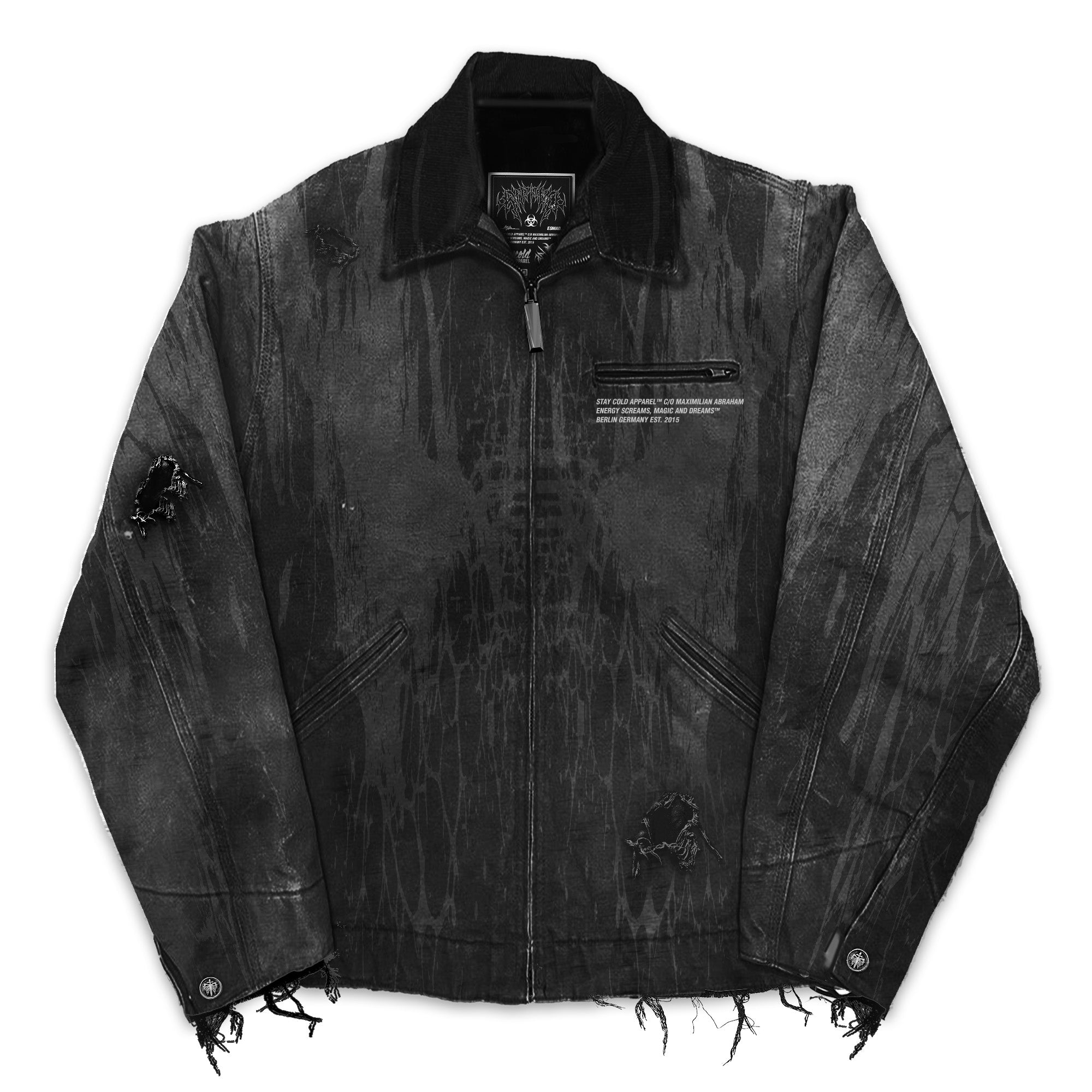 Black Anvil (Dark Grey) - Distressed Denim Jacket (380GSM)