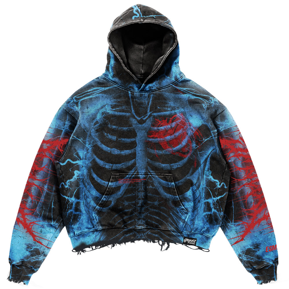 Glass Bones (blue) - Heavy Oversized Hoodie (400GSM)