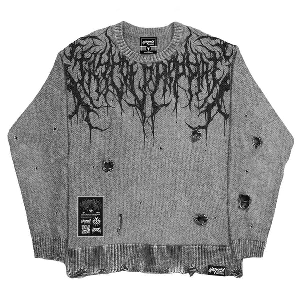 Reign Of Blood (grey bleach) - Knit Sweater (600GSM) Mockup