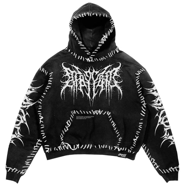Void Woven - Heavy Oversized Hoodie (Black) 400GSM Mockup