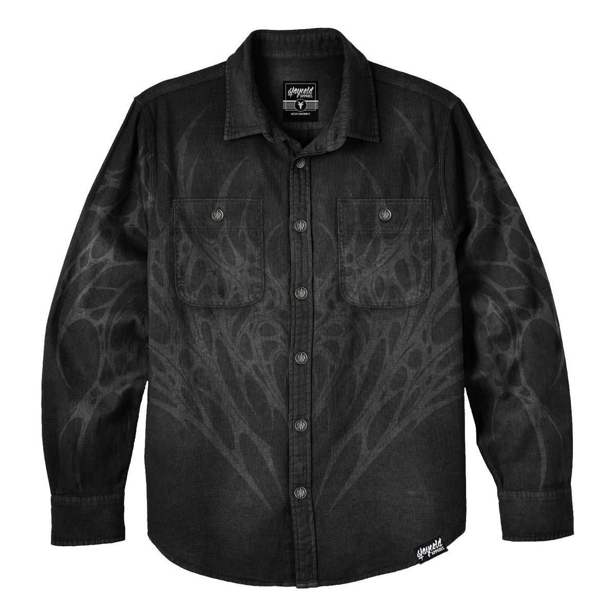 Blackroot (Washed Black) - Longsleeve Button Up (290GSM)