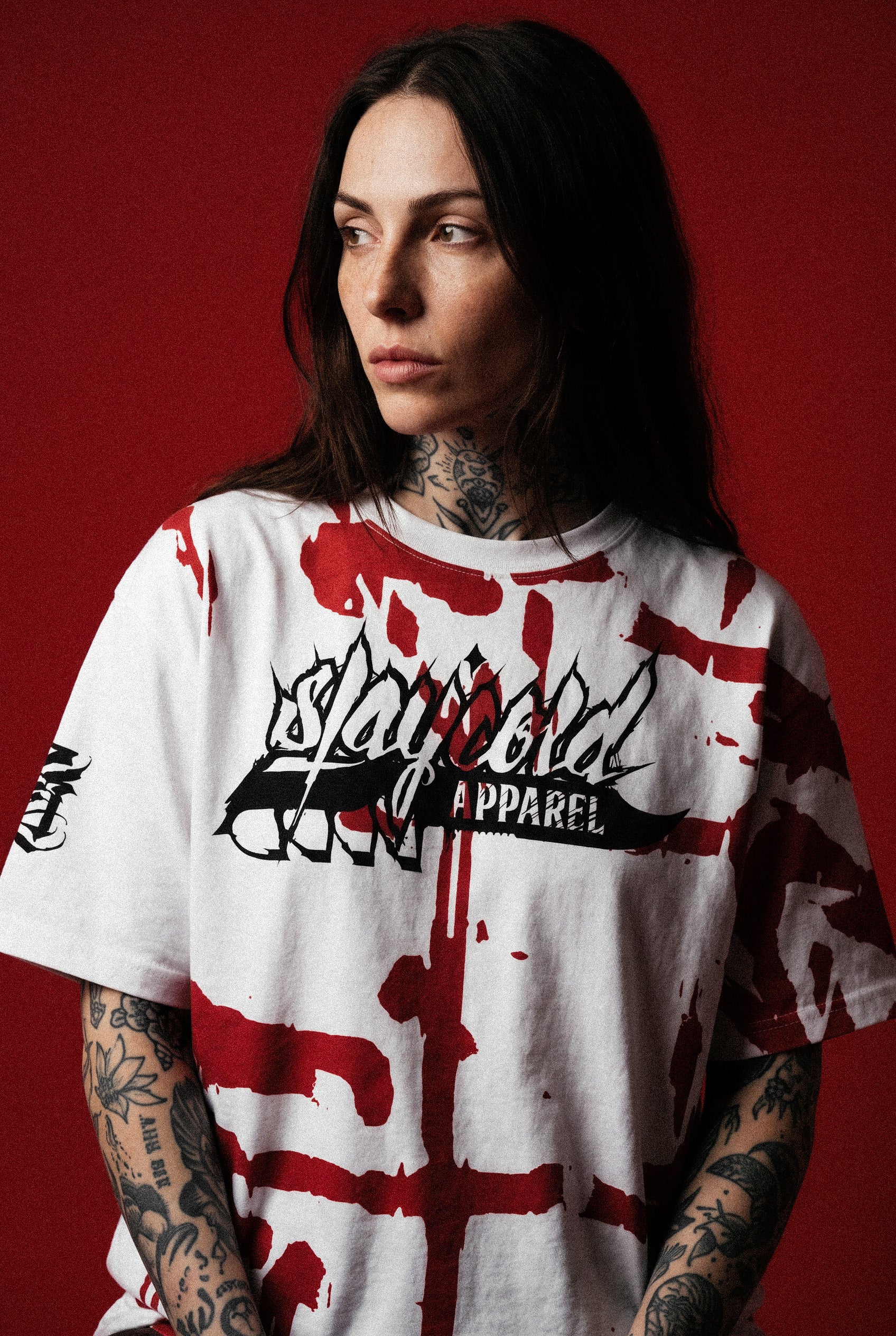 Backstabber (White Red) - Oversized T-Shirt (200GSM)