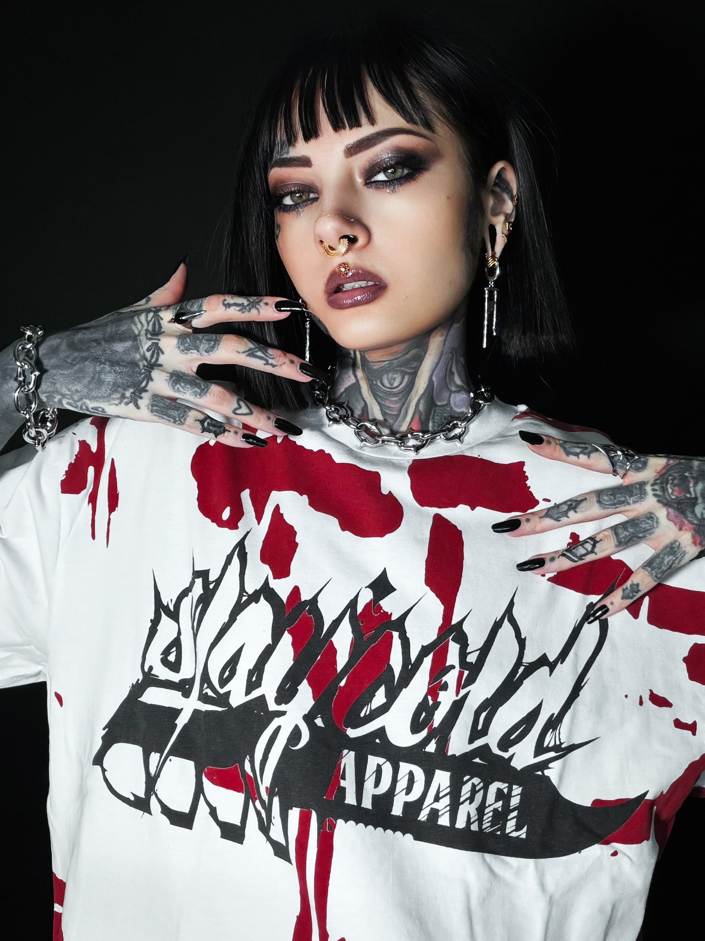 Backstabber (White Red) - Oversized T-Shirt (200GSM)