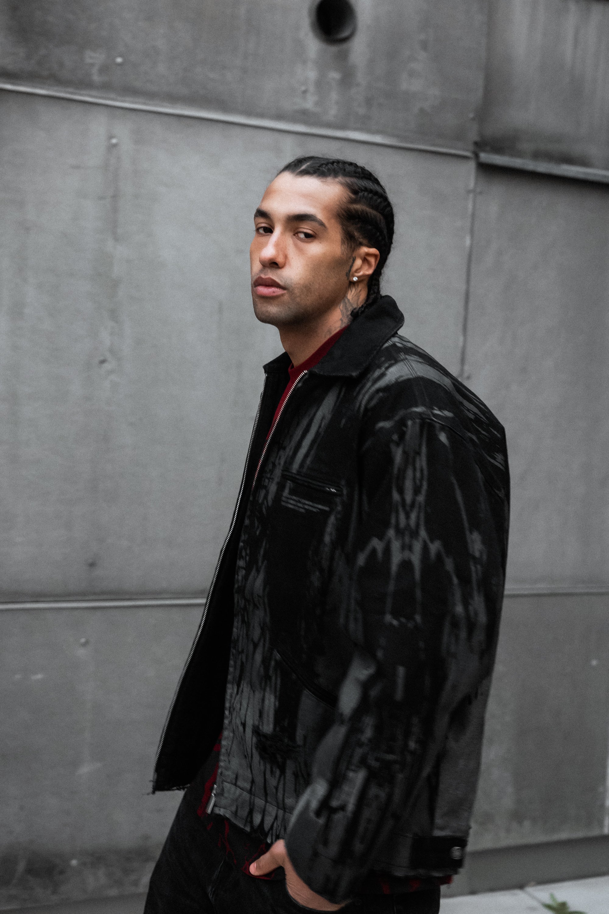 Ash Grid (Dirty Grey) - Distressed Denim Jacket (380GSM)