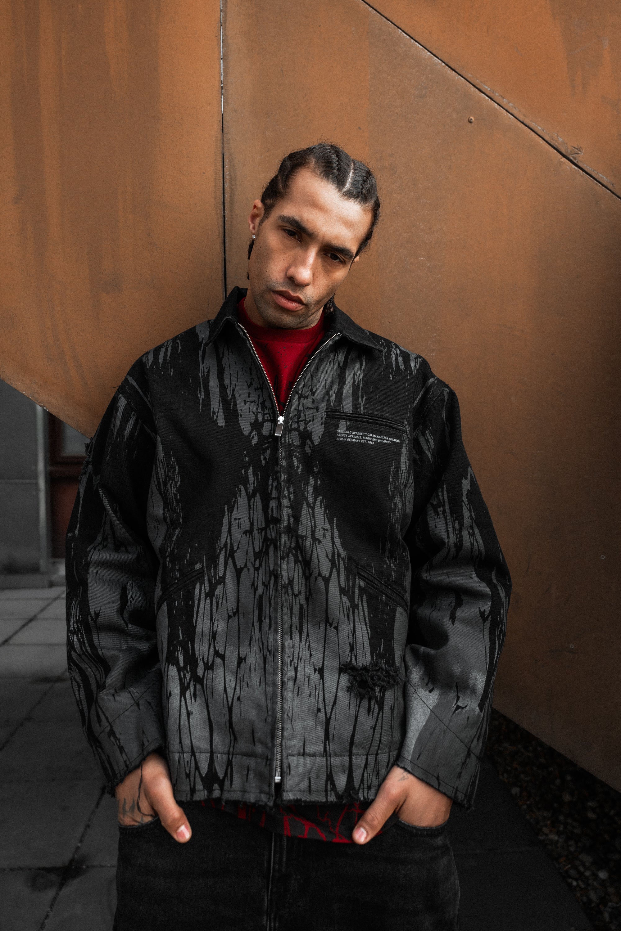 Ash Grid (Dirty Grey) - Distressed Denim Jacket (380GSM)