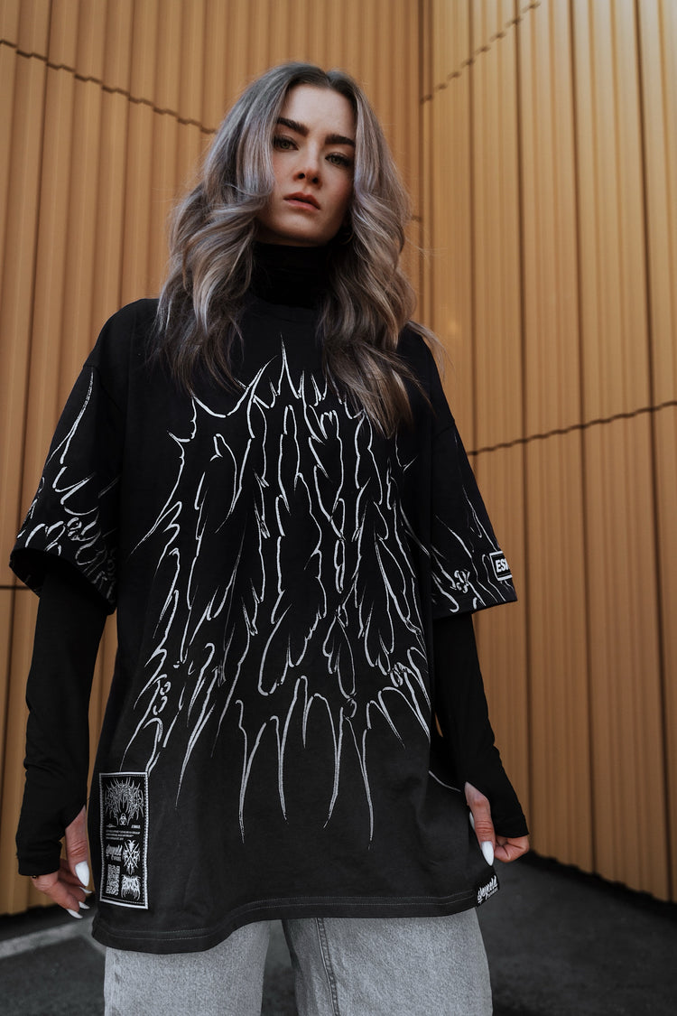 Black Razor (Black Bleached) - Heavy Oversized T-Shirt (250GSM) Image 5