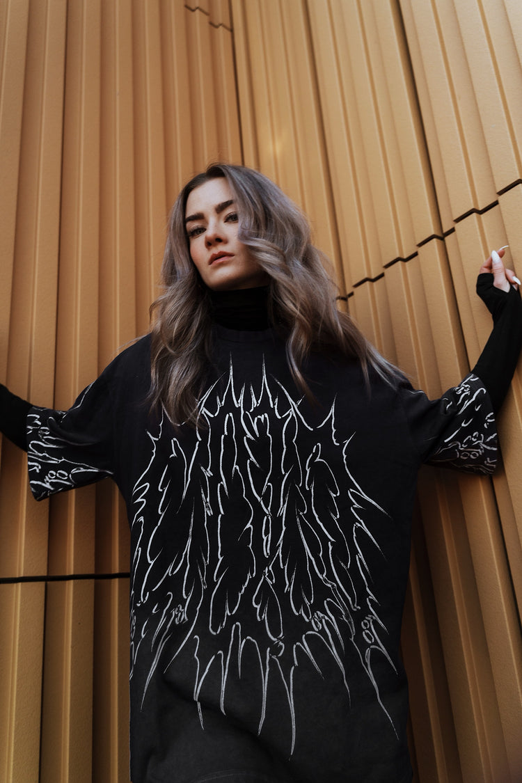 Black Razor (Black Bleached) - Heavy Oversized T-Shirt (250GSM)