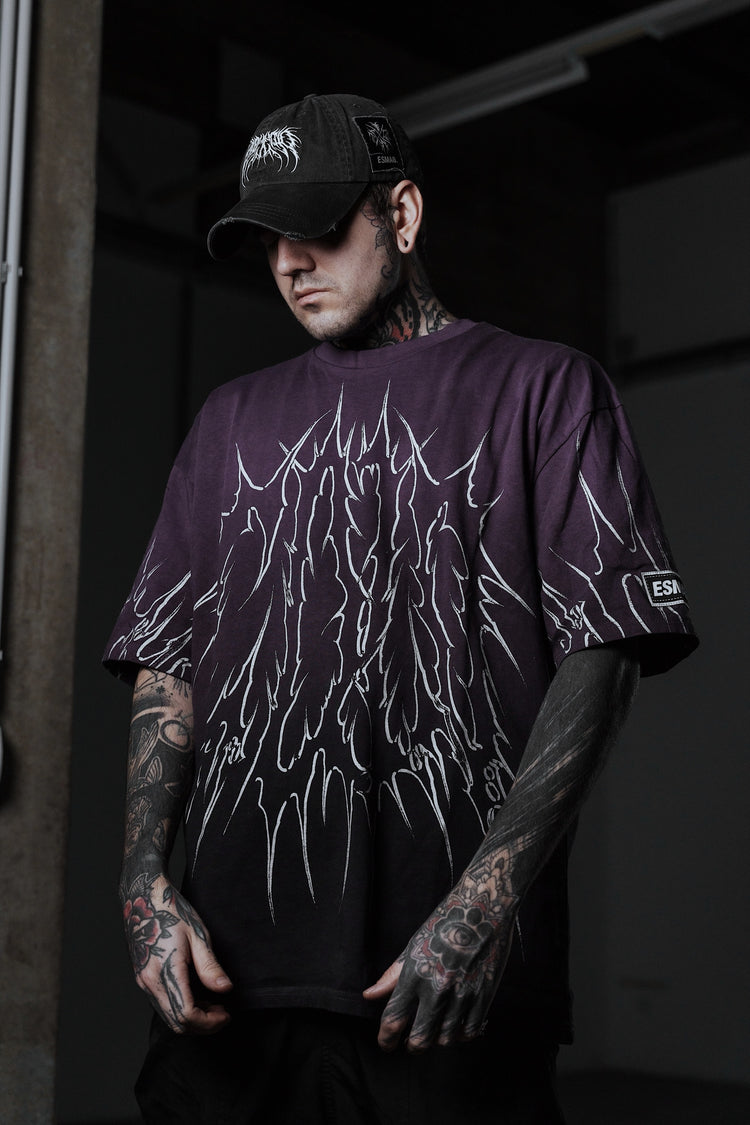 Black Razor (Purple Bleached)  - Heavy Oversized T-Shirt (250GSM) Image 1