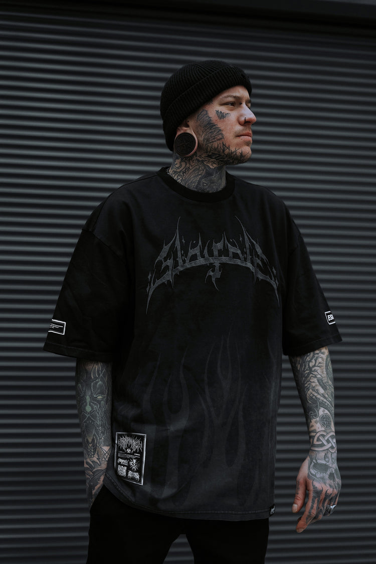 Black Torch (Grey Bleached) - Heavy Oversized T-Shirt (250GSM) Image 4