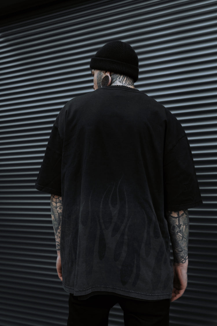 Black Torch (Grey Bleached) - Heavy Oversized T-Shirt (250GSM) Image 3