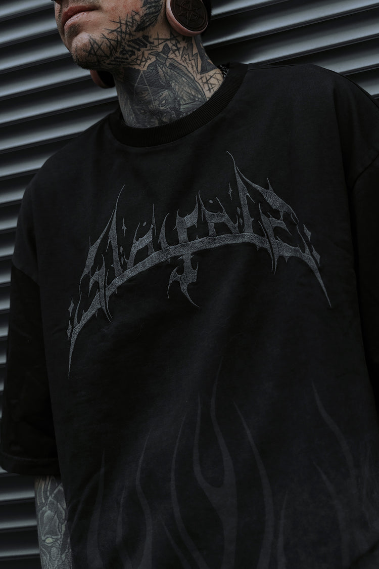 Black Torch (Grey Bleached) - Heavy Oversized T-Shirt (250GSM) Image 2