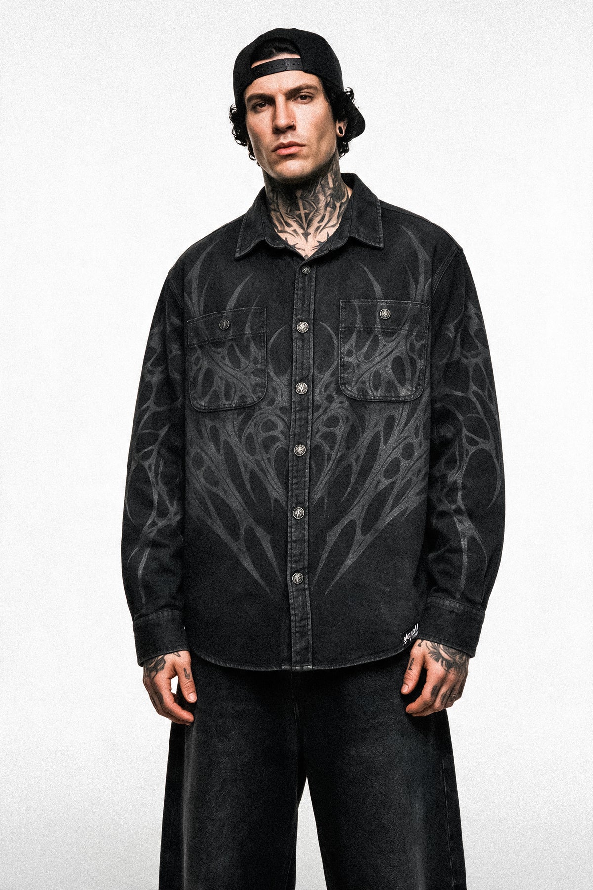 Blackroot (Washed Black) - Longsleeve Button Up (290GSM)