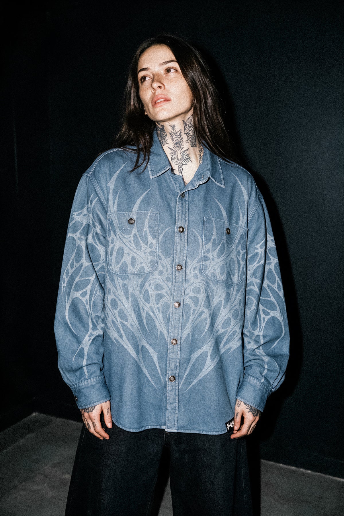 Blackroot (Washed Blue) - Longsleeve Button Up (290GSM)
