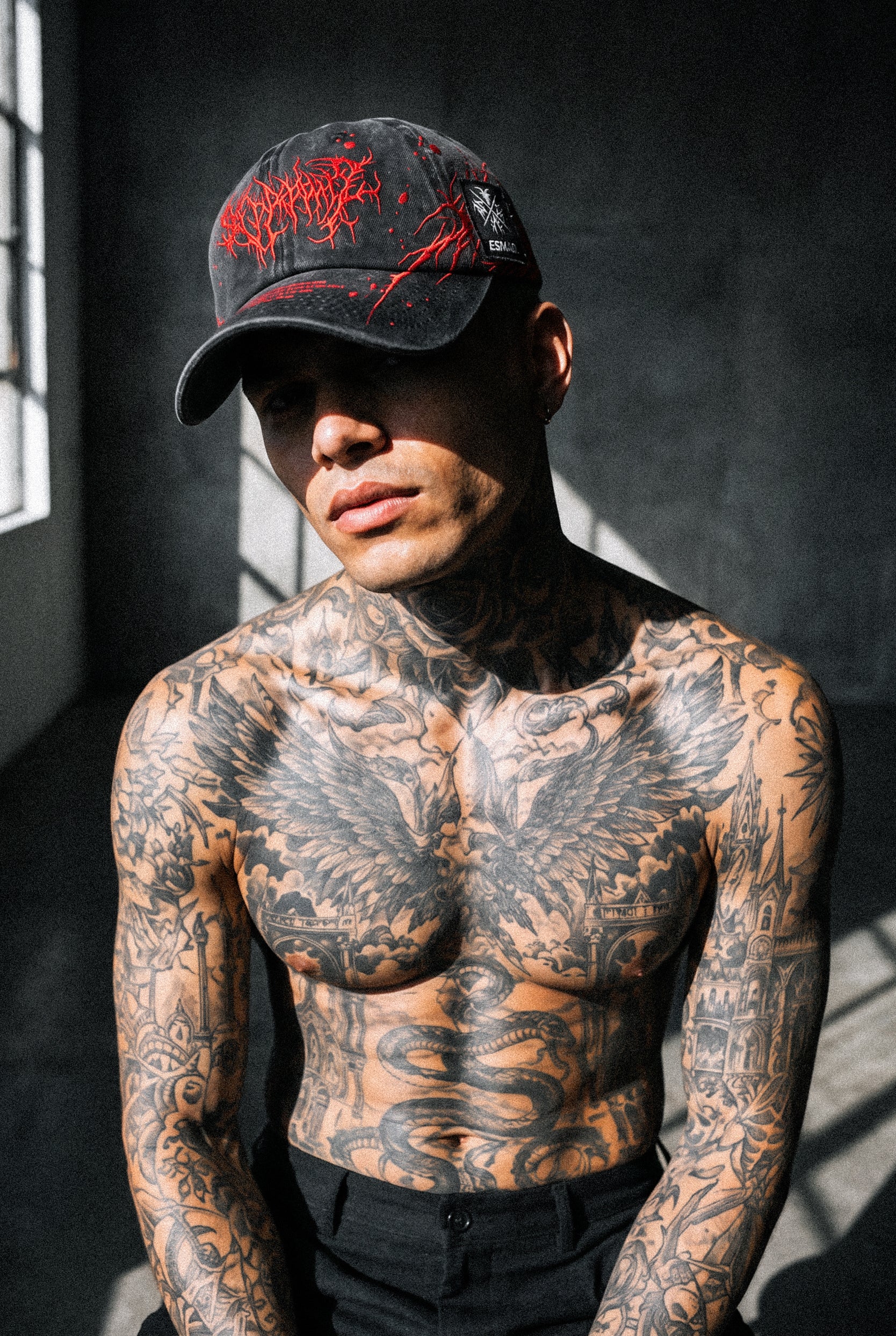Blood Script (Black) - Distressed Baseball Cap