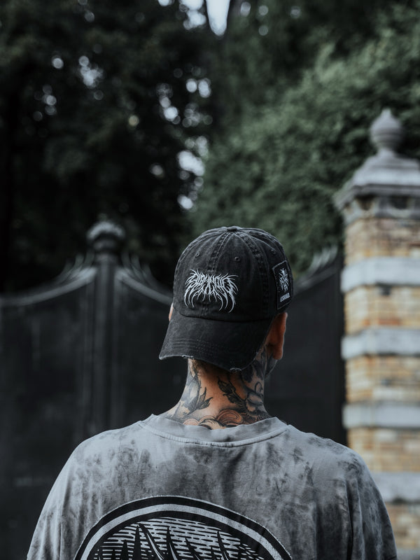 Bloodshot - Bleached Dad Cap (white) Lifestyle Image