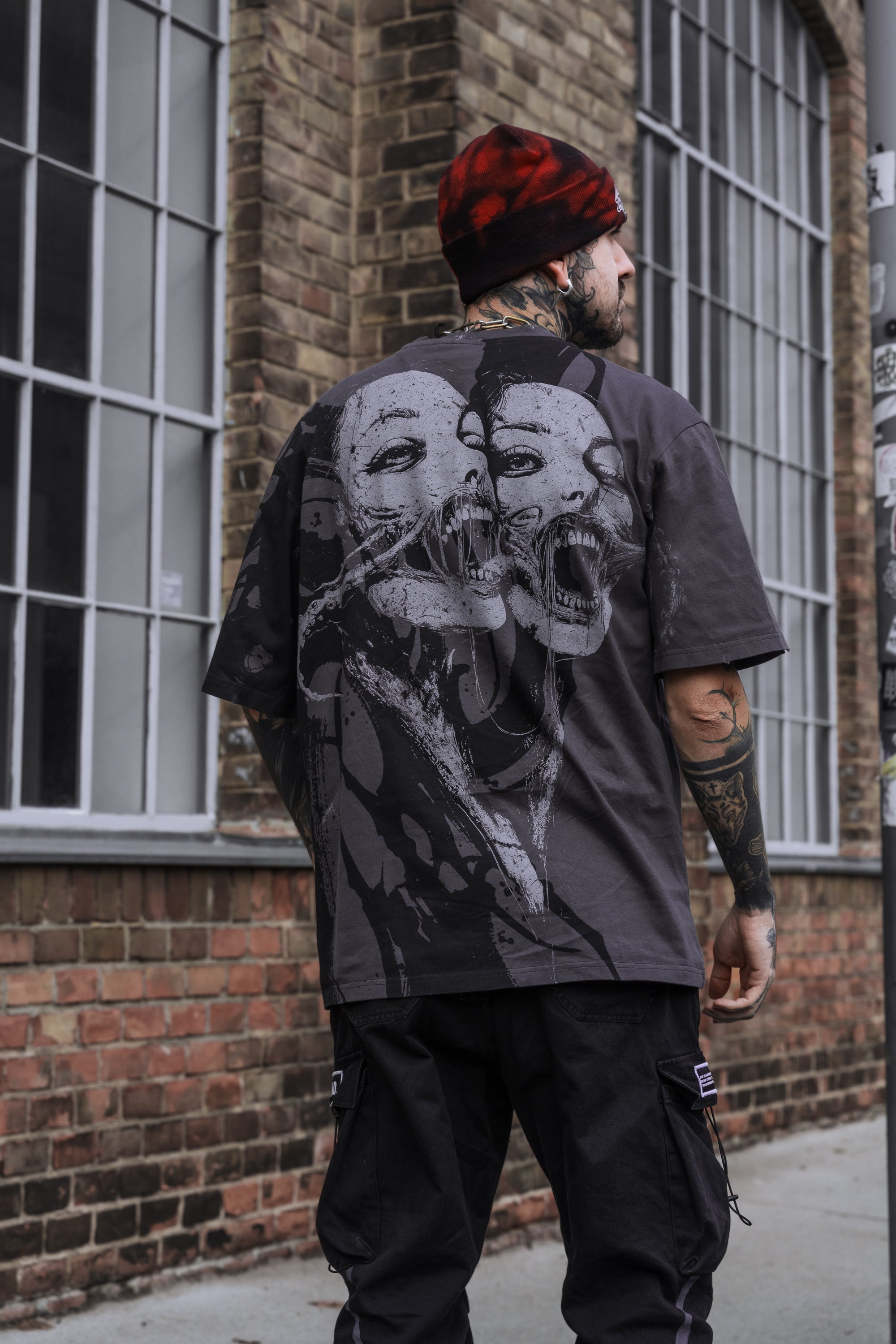 Bride Of The Maw (Black Acid Washed) - Reversible Oversized T-Shirt (200GSM)