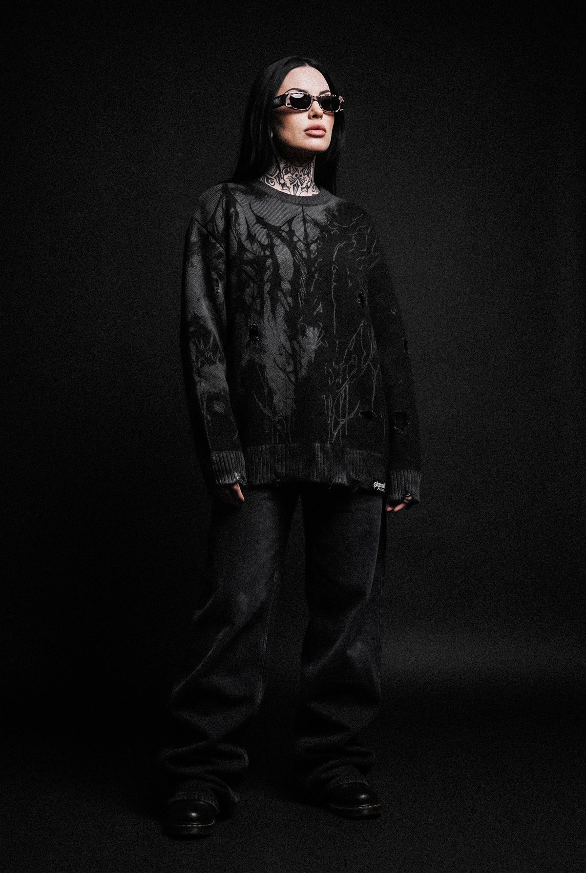 Daggerwave (Black) - Knit Sweater (600GSM)