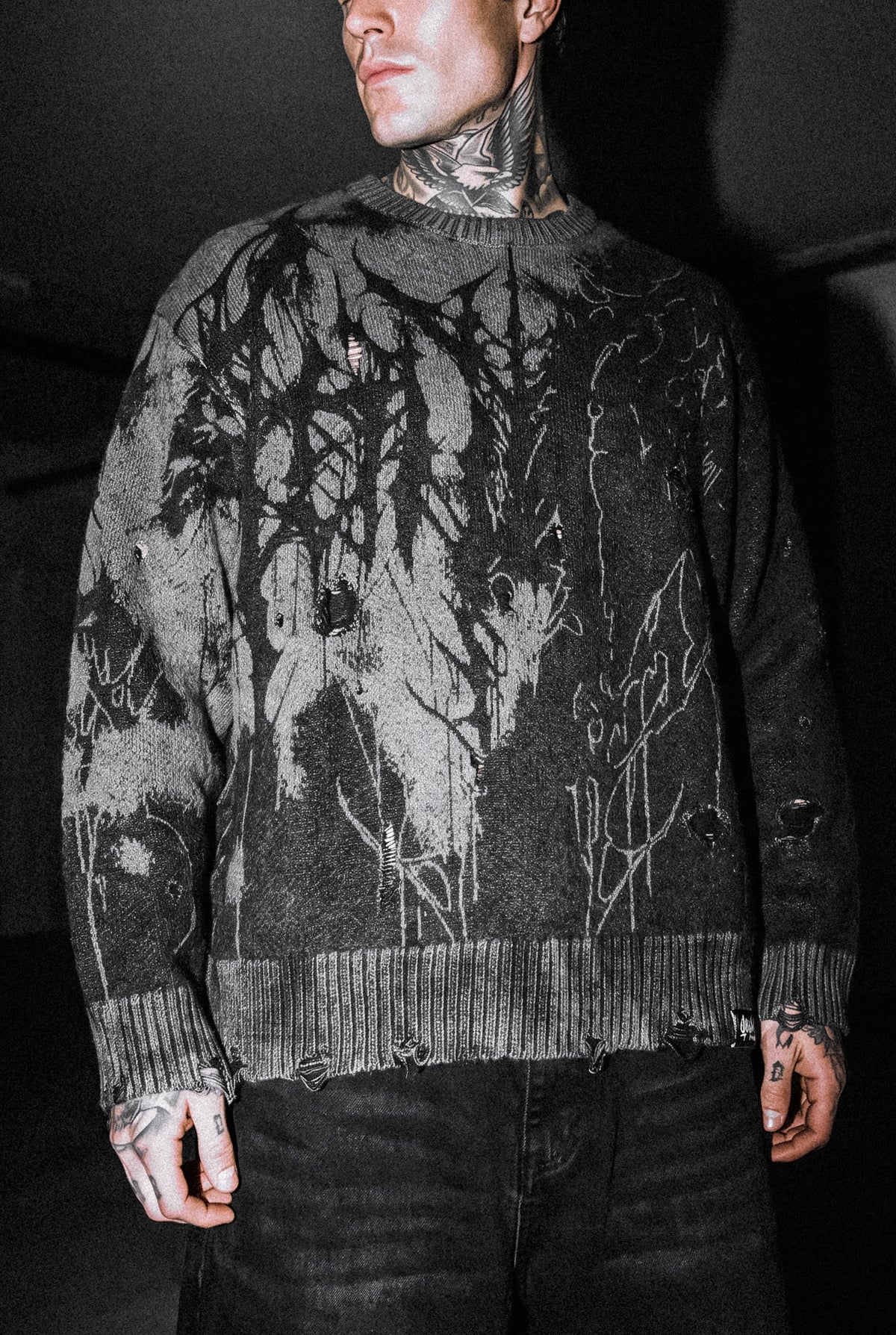 Daggerwave (Black) - Knit Sweater (600GSM)