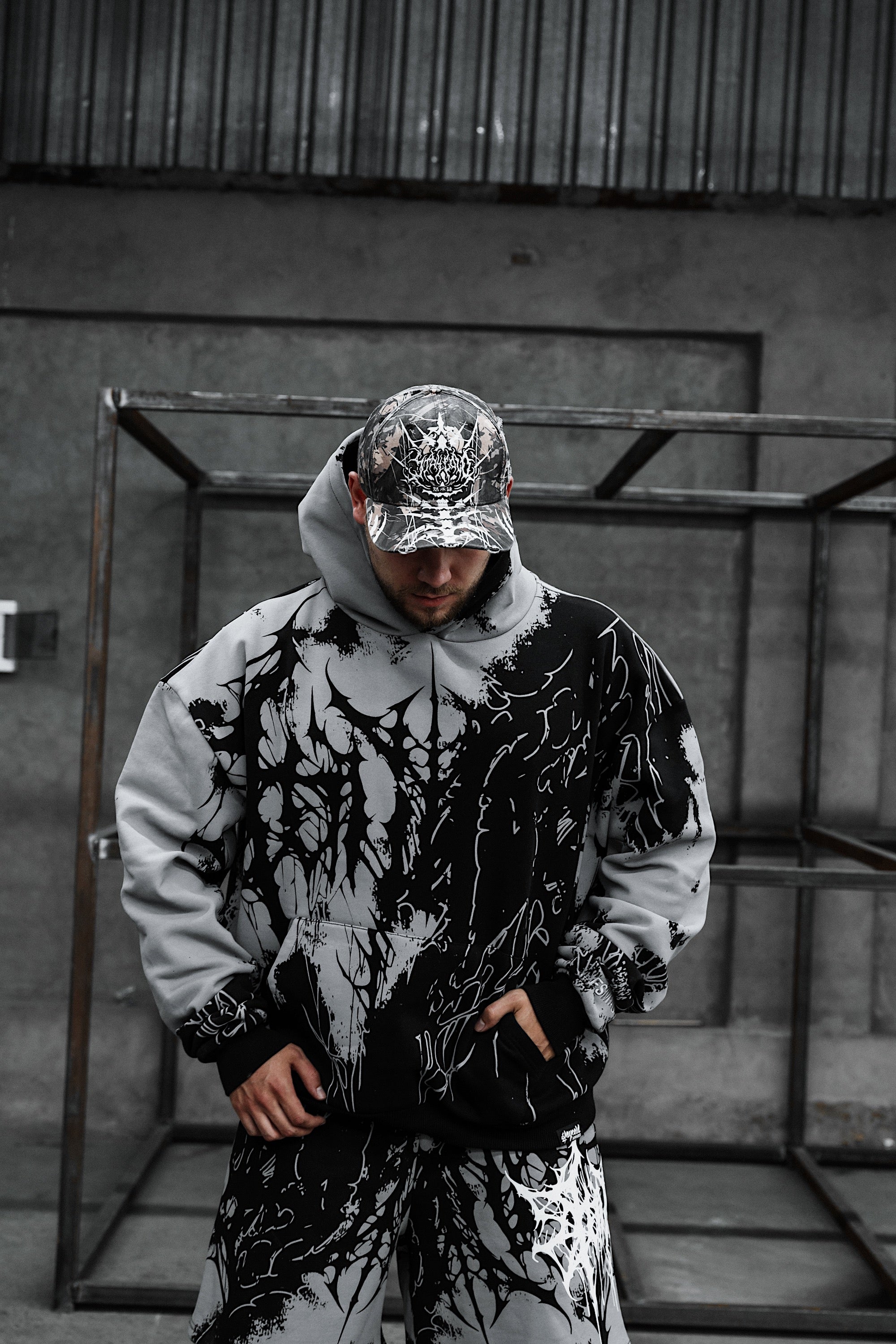 Daggerwave (grey dye) - Oversized Hoodie (350GSM)