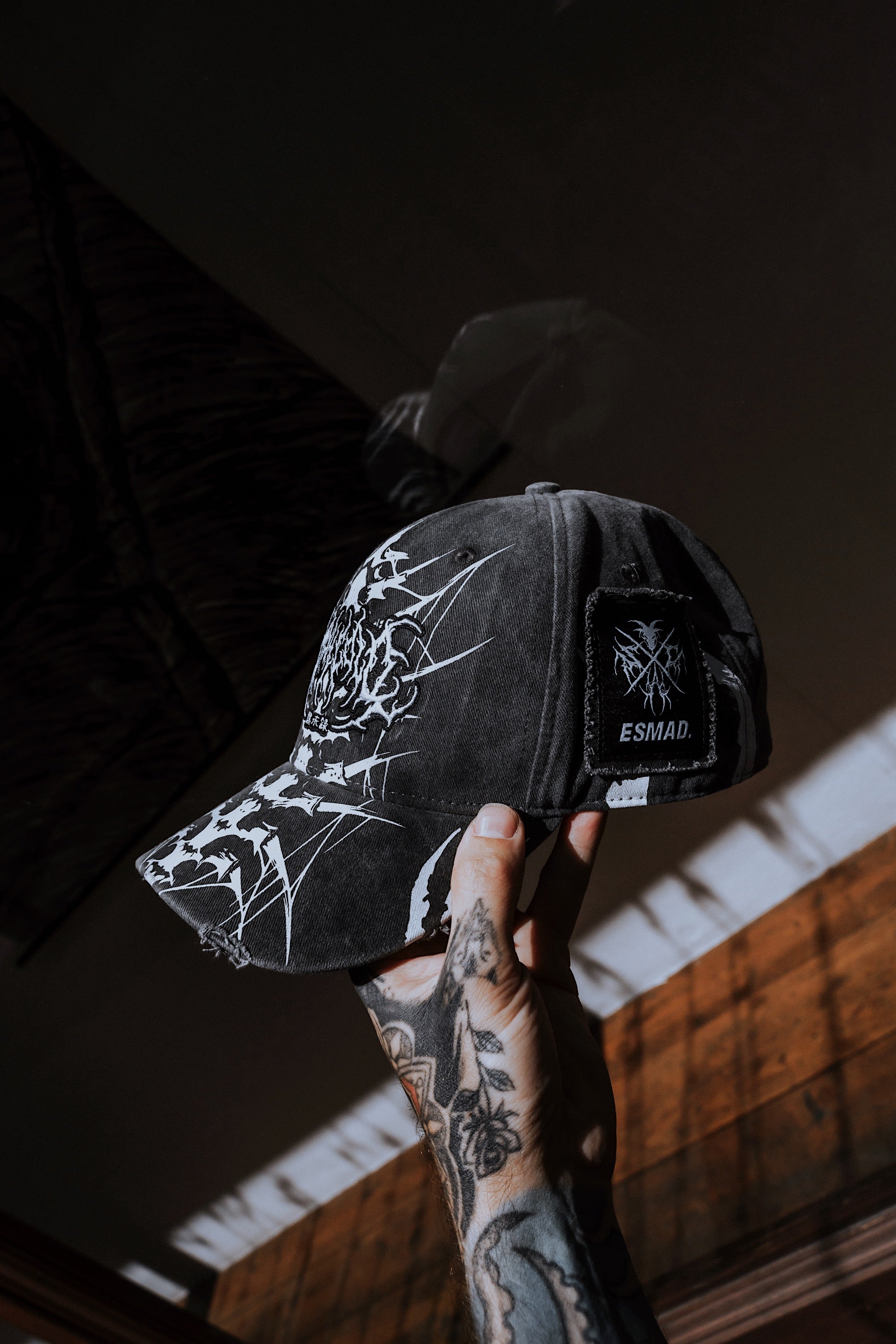 Doom Drifter (acid grey) - Distressed Baseball Cap