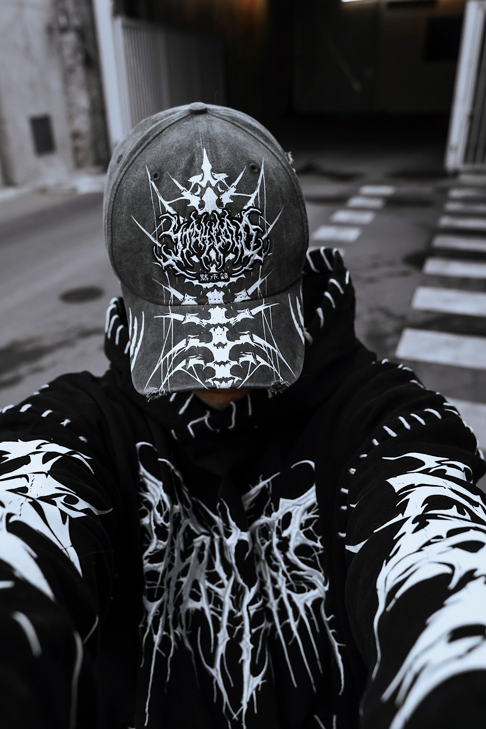 Doom Drifter (acid grey) - Distressed Baseball Cap