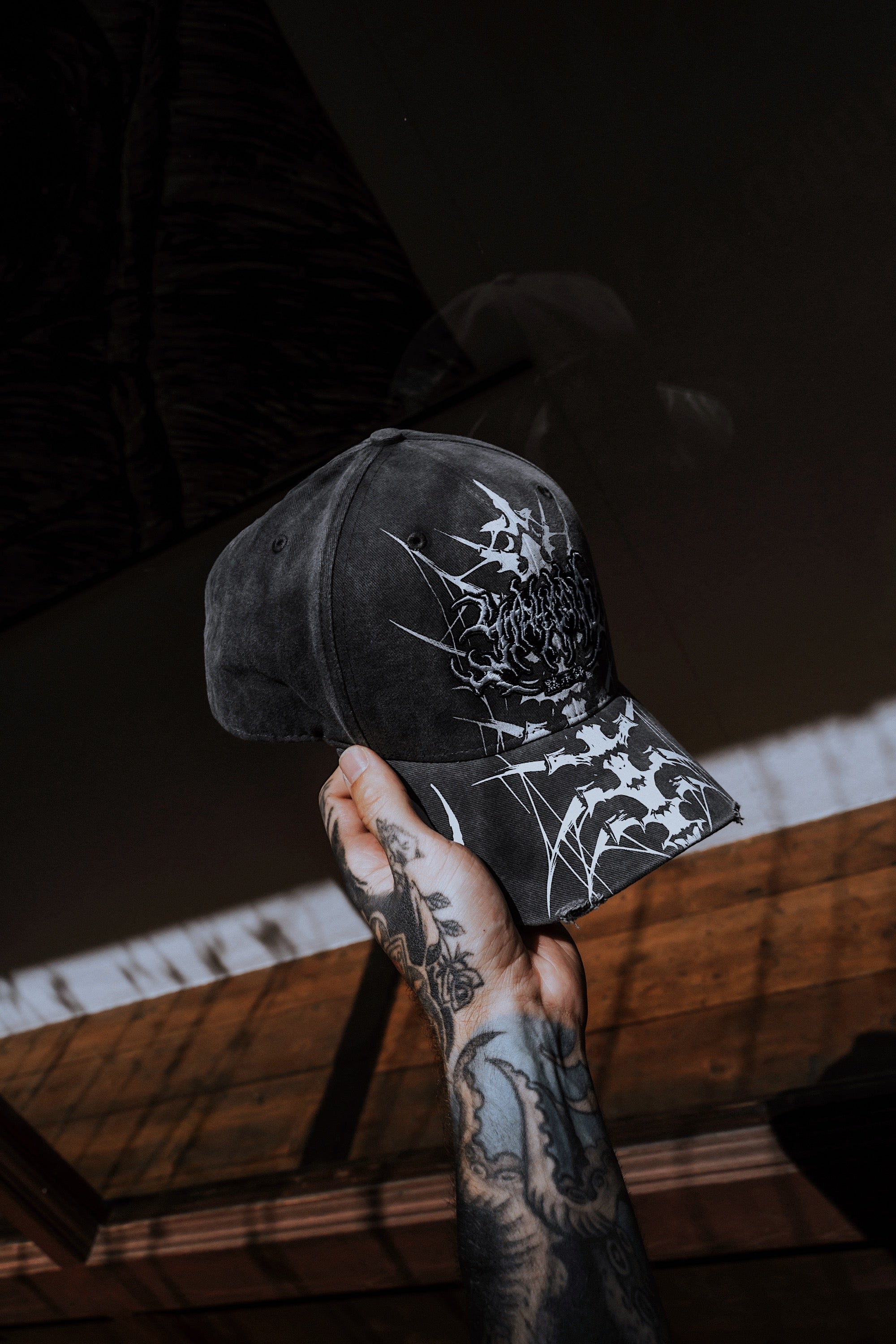 Doom Drifter (acid grey) - Distressed Baseball Cap