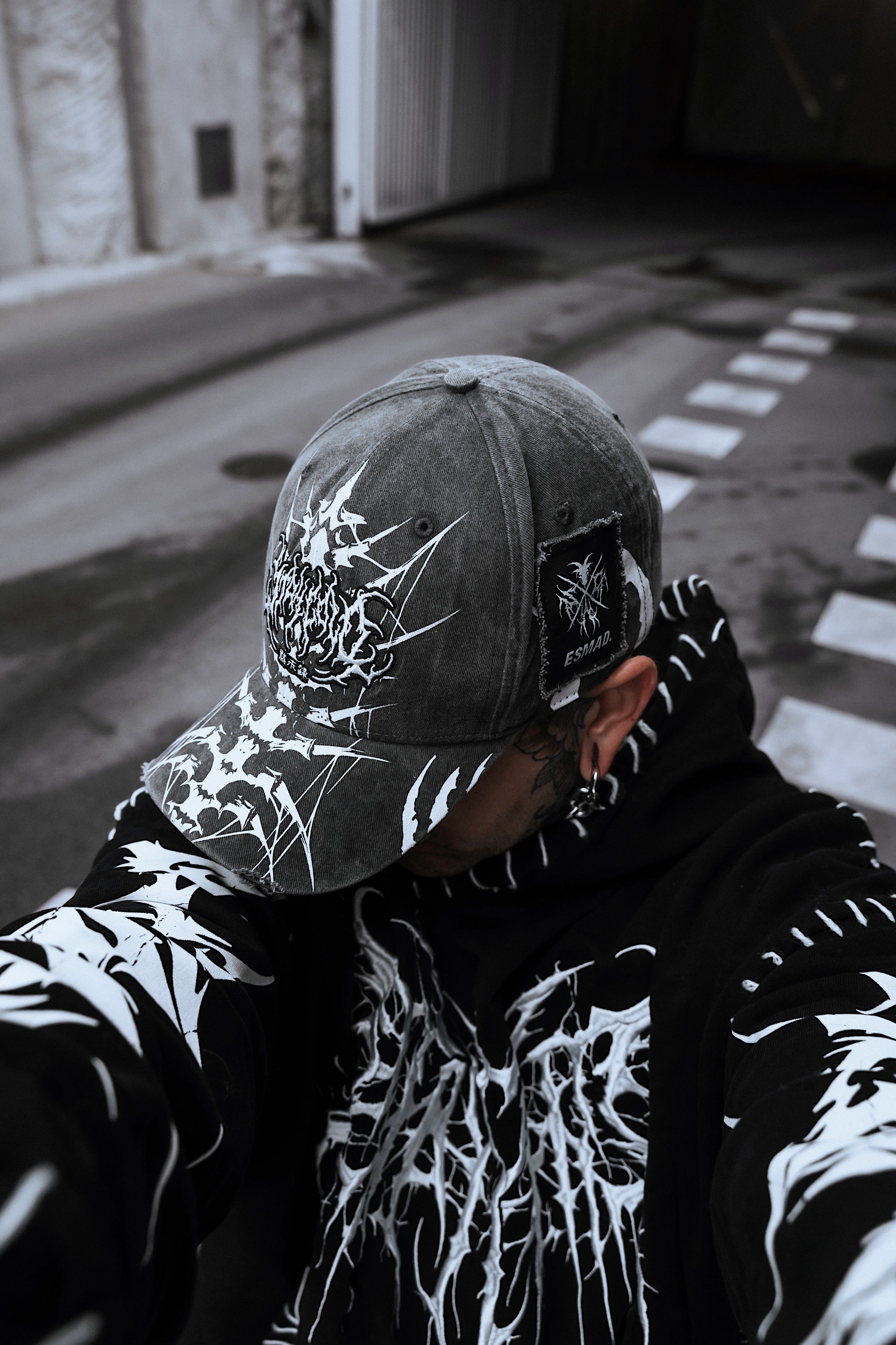 Doom Drifter (acid grey) - Distressed Baseball Cap