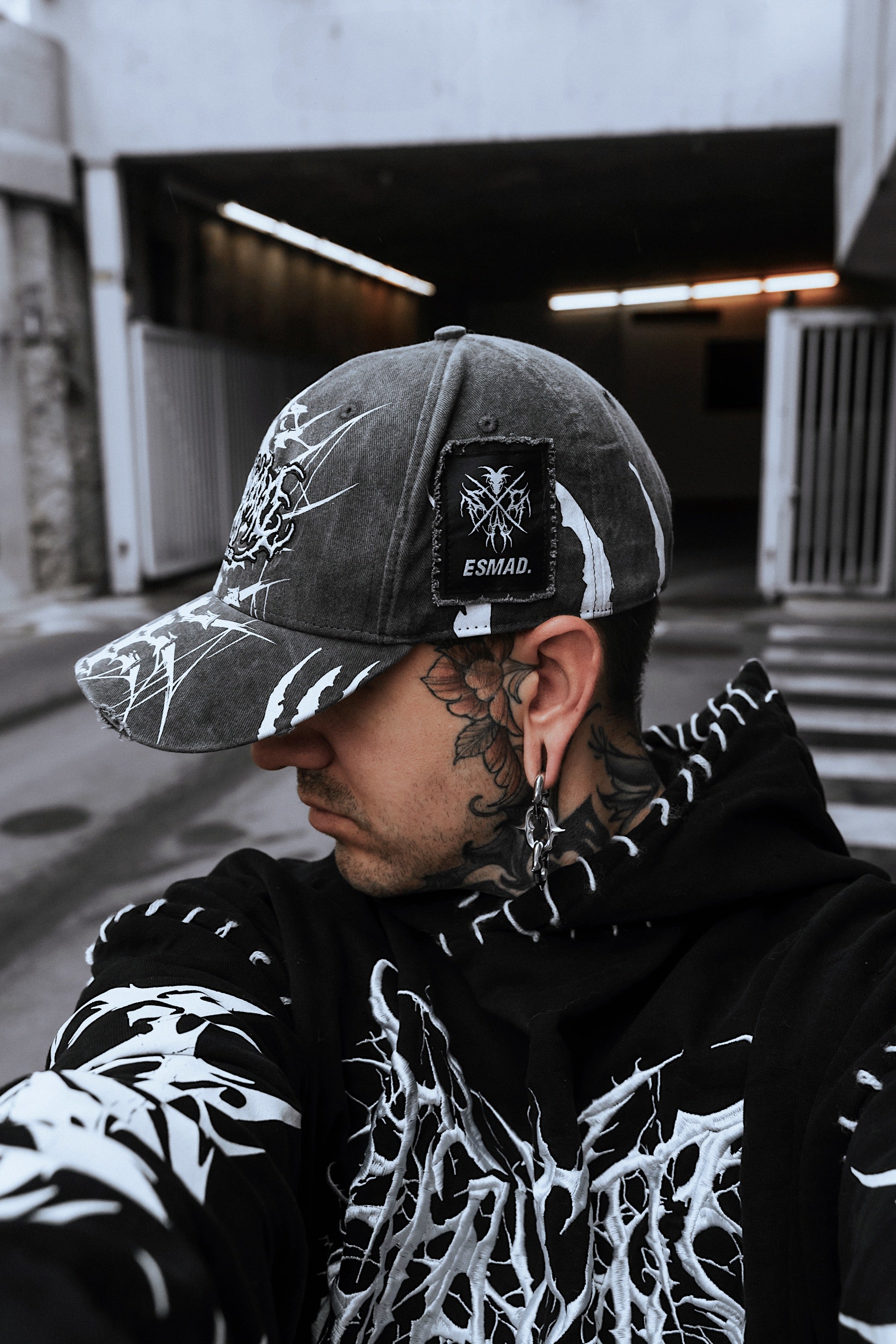 Doom Drifter (acid grey) - Distressed Baseball Cap