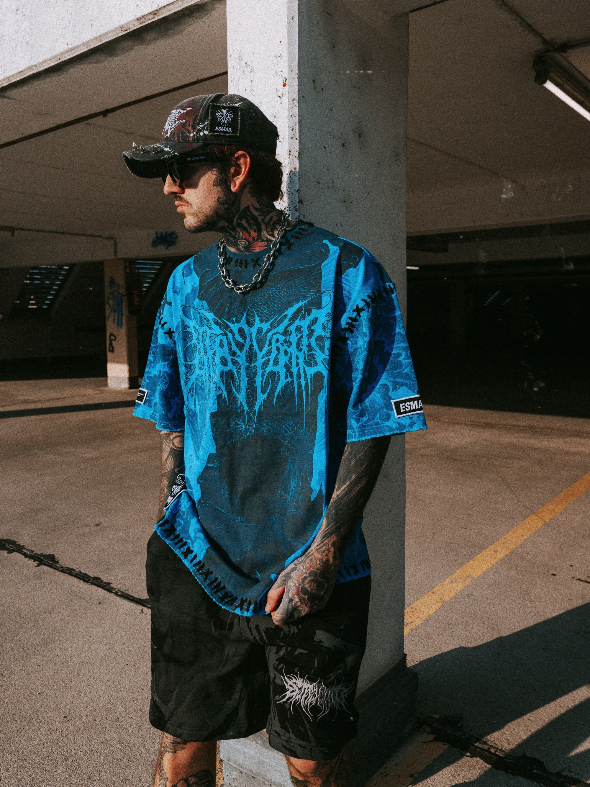 Drowned (blue) - Heavy Oversized T-Shirt (250GSM)