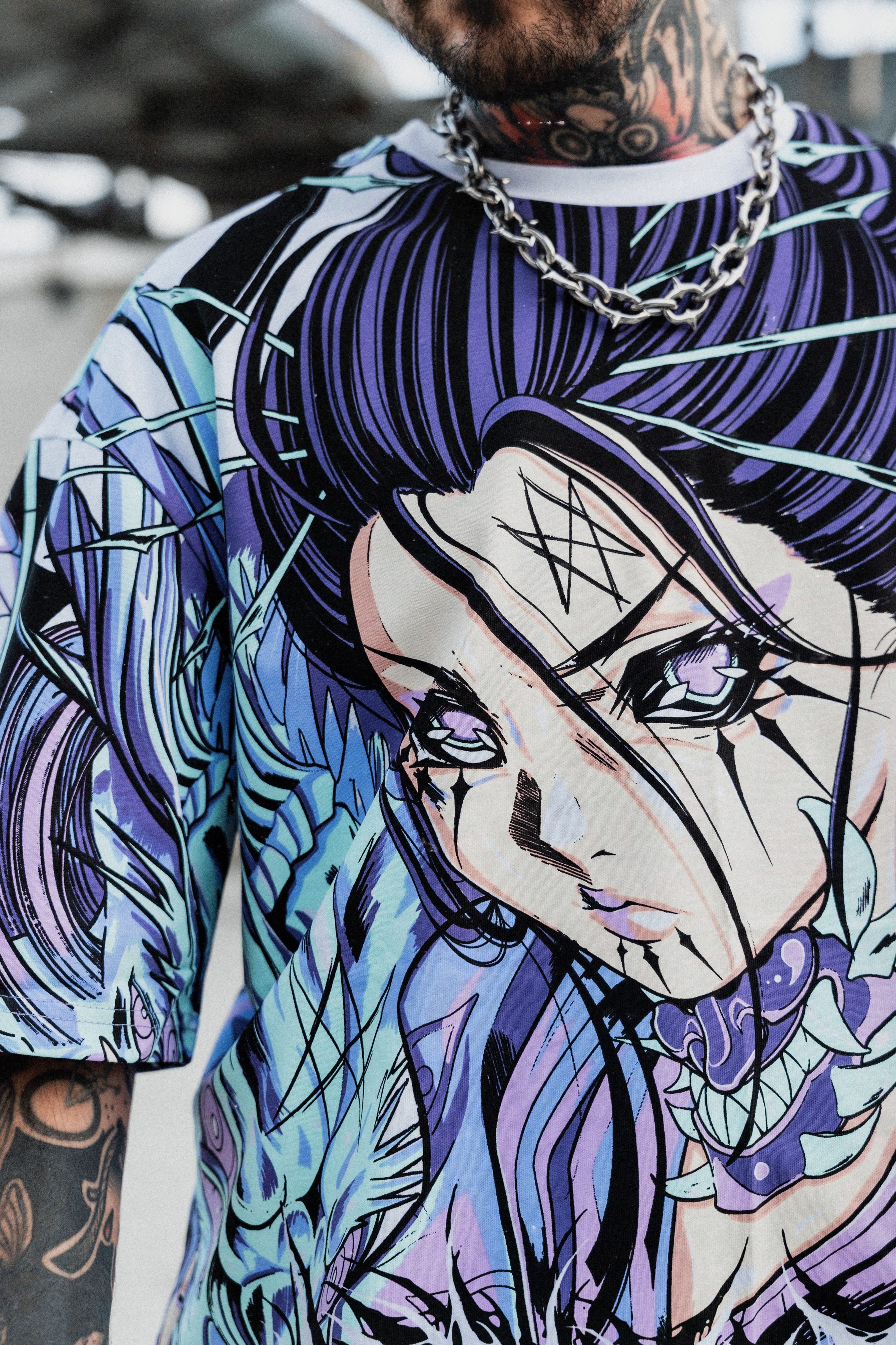 Geisha Reaper (allover) - Oversized T-Shirt (200GSM)