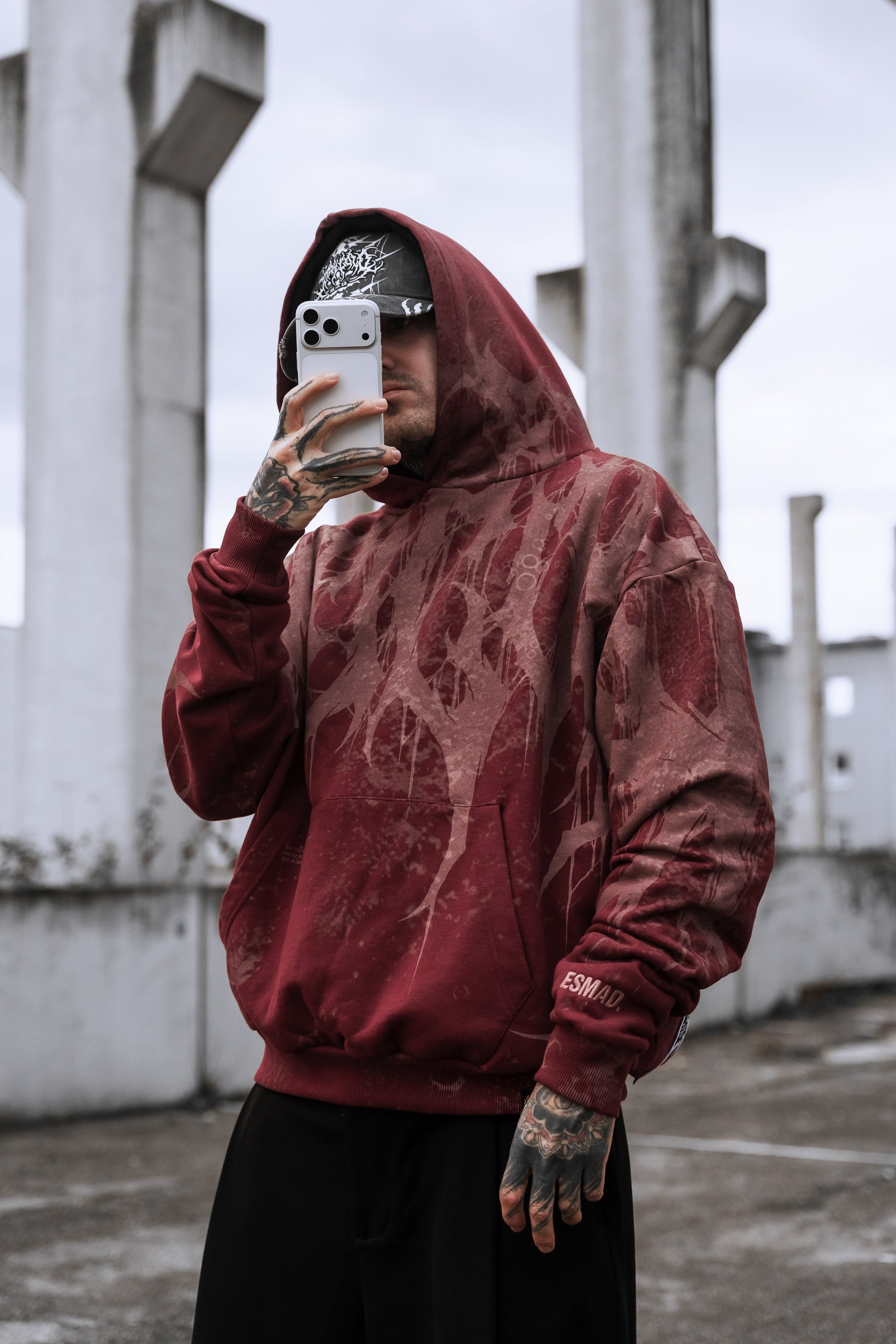 Grimfall - Heavy Oversized Hoodie (Rusty Red) 400GSM