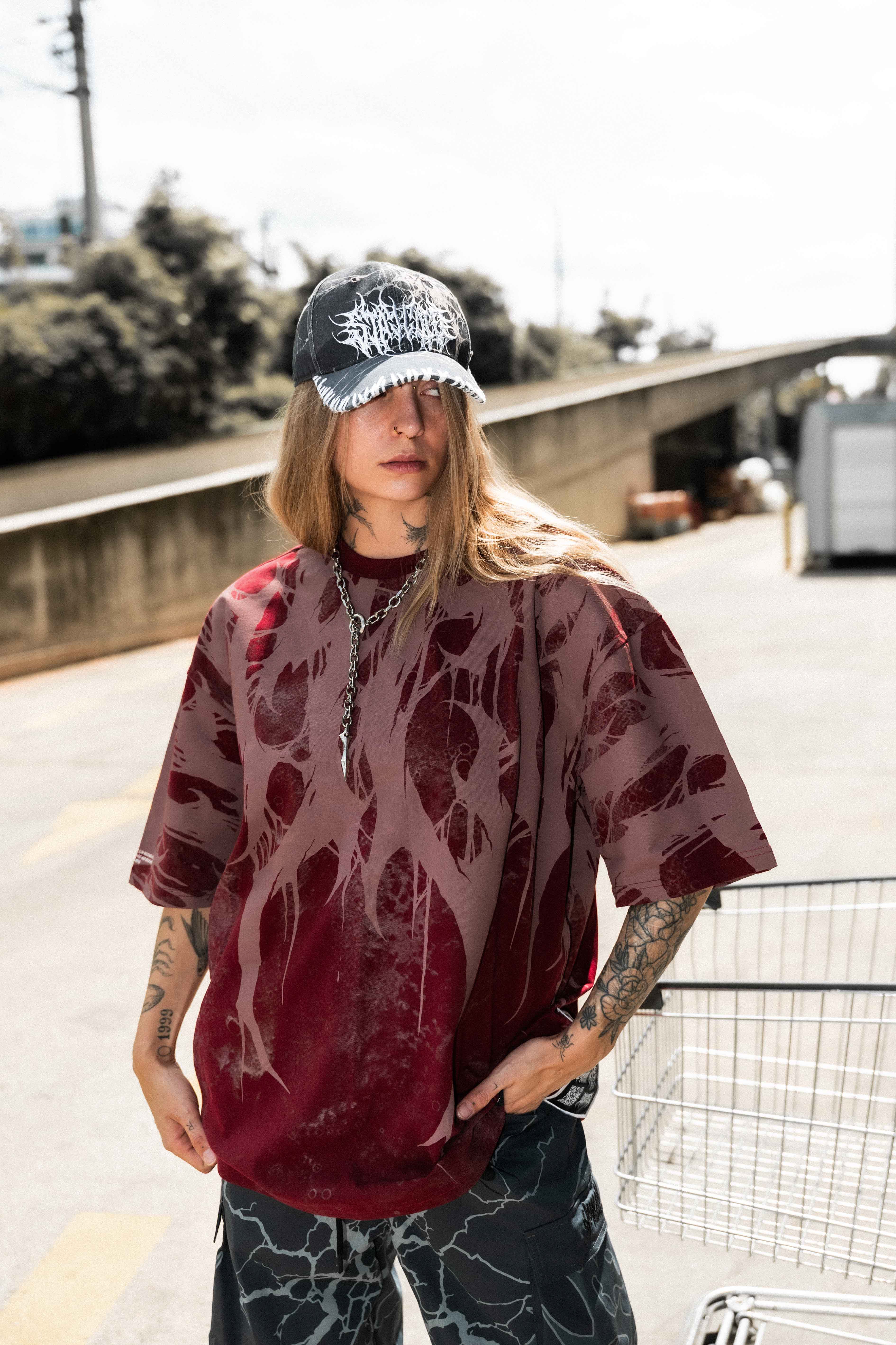 Grimfall (rusty red) - Heavy Oversized T-Shirt (250GSM)
