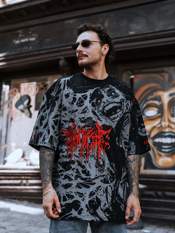 Grinfrost (black) - Oversized T-Shirt (200GSM) Lifestyle Image