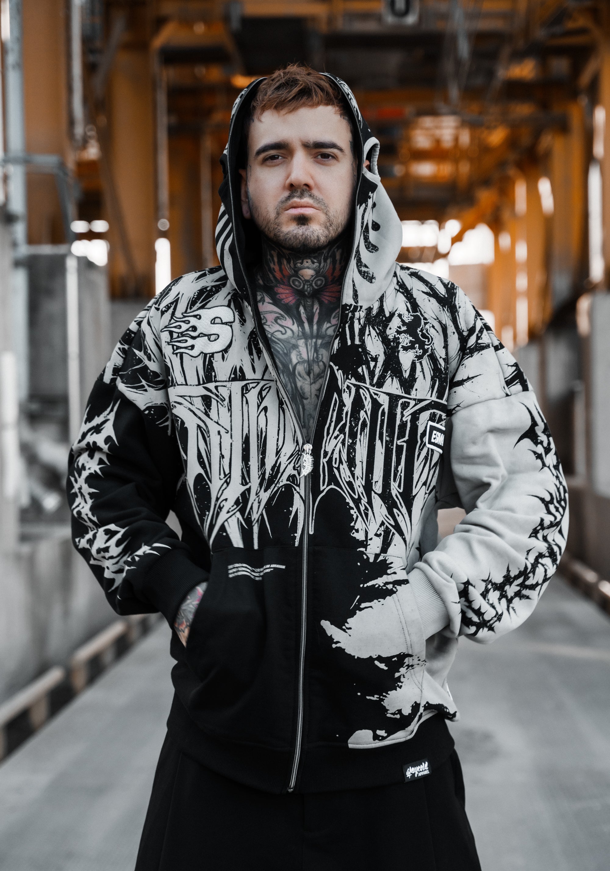 Lord Of Chaos (half half) - Heavy Zipper Hoodie (400GSM)