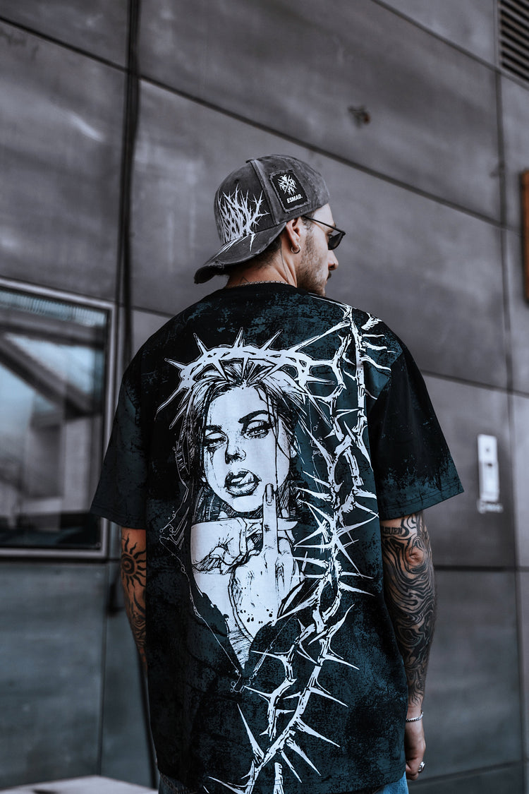 Middle Finger Up (blue) - Customized Regular T-Shirt 200GSM Image 1