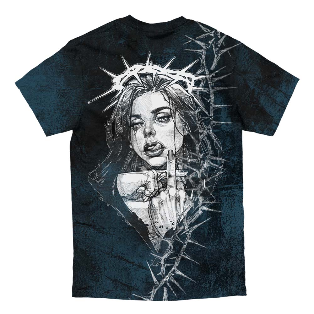 Middle Finger Up (blue) - Customized Regular T-Shirt 200GSM Mockup