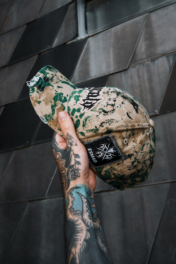 Night Ops (sand camo) - Distressed Baseball Cap Image 4