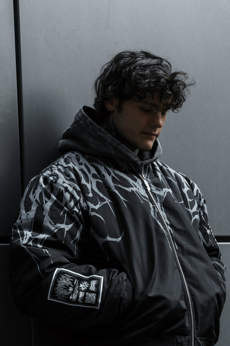 Reign Of Blood (grey) - Bomber Jacket (Acid Washed) Image 7