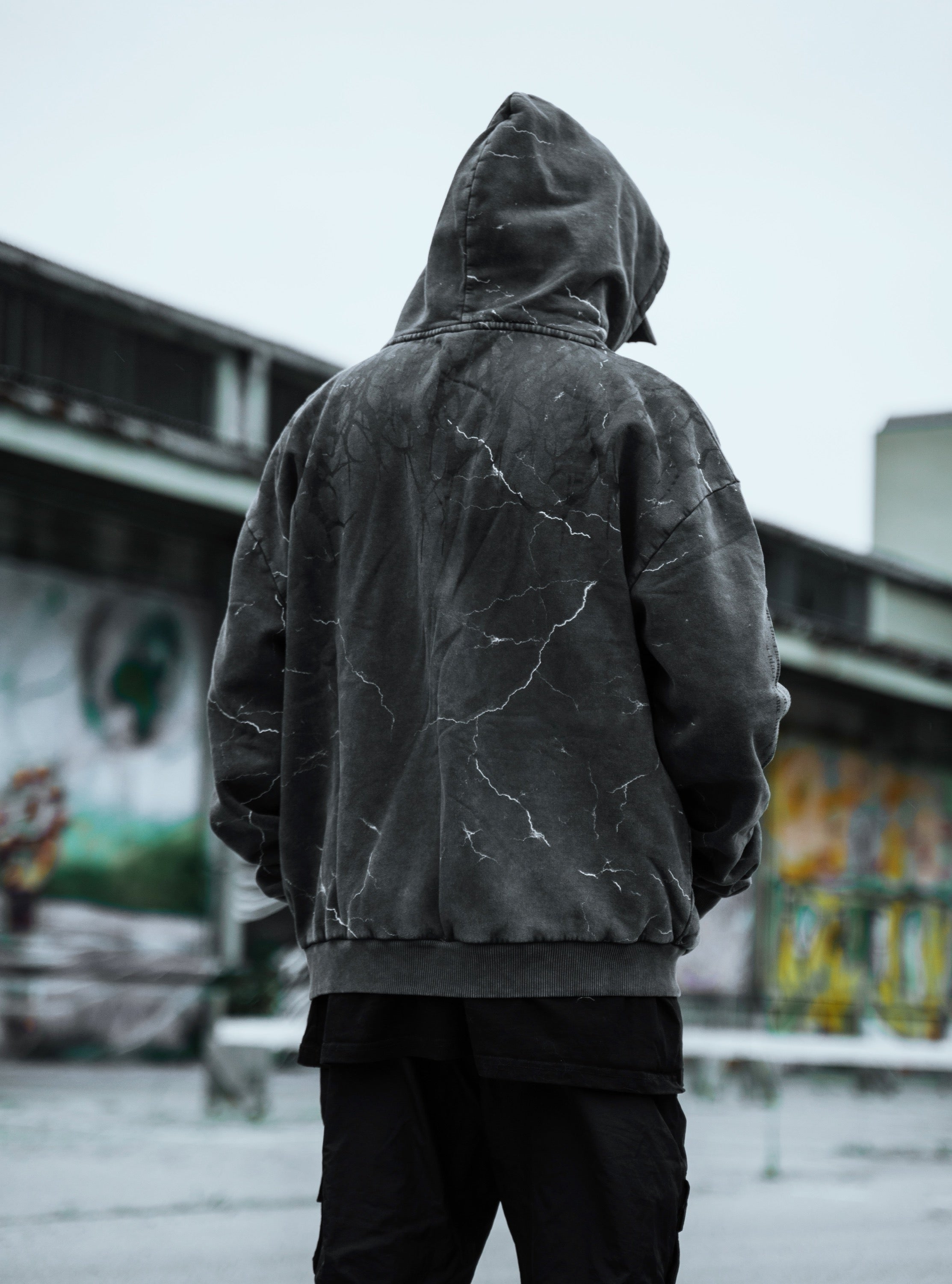 Reign Of Blood - Heavy Oversized Hoodie (Acid Washed Storm) 400GSM