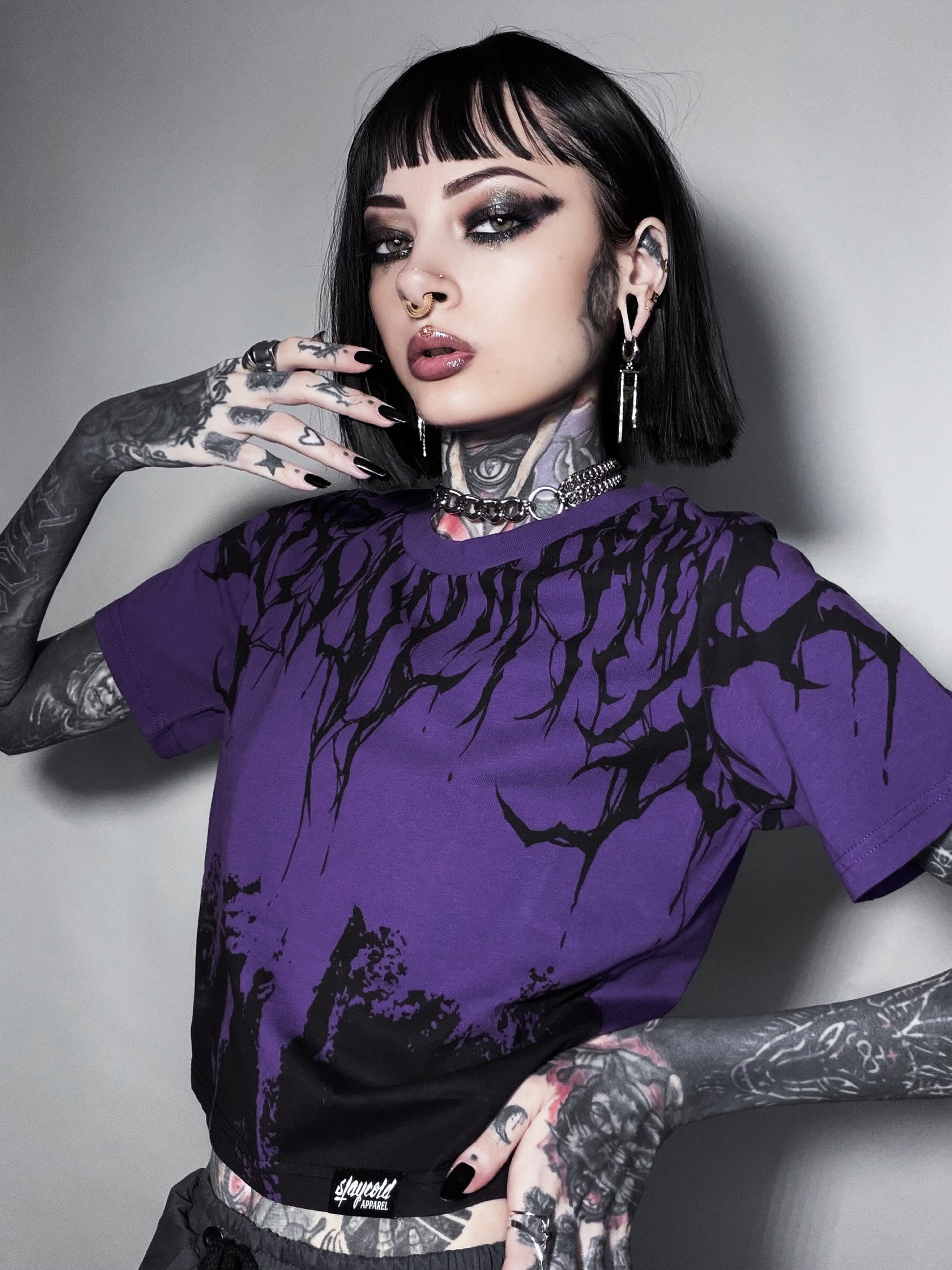 Reign Of Blood (purple) - Crop T-Shirt (200GSM)