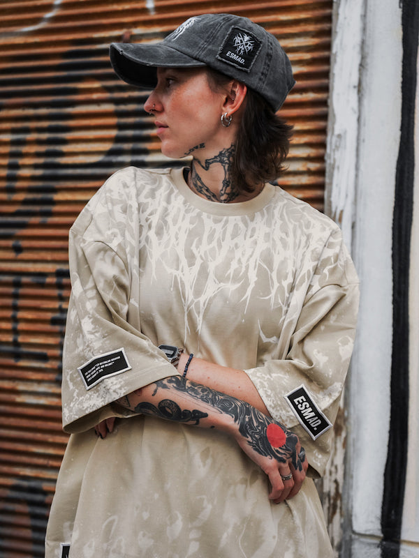 Reign Of Blood (dirty sand) - Heavy Oversized T-Shirt (250GSM) Lifestyle Image