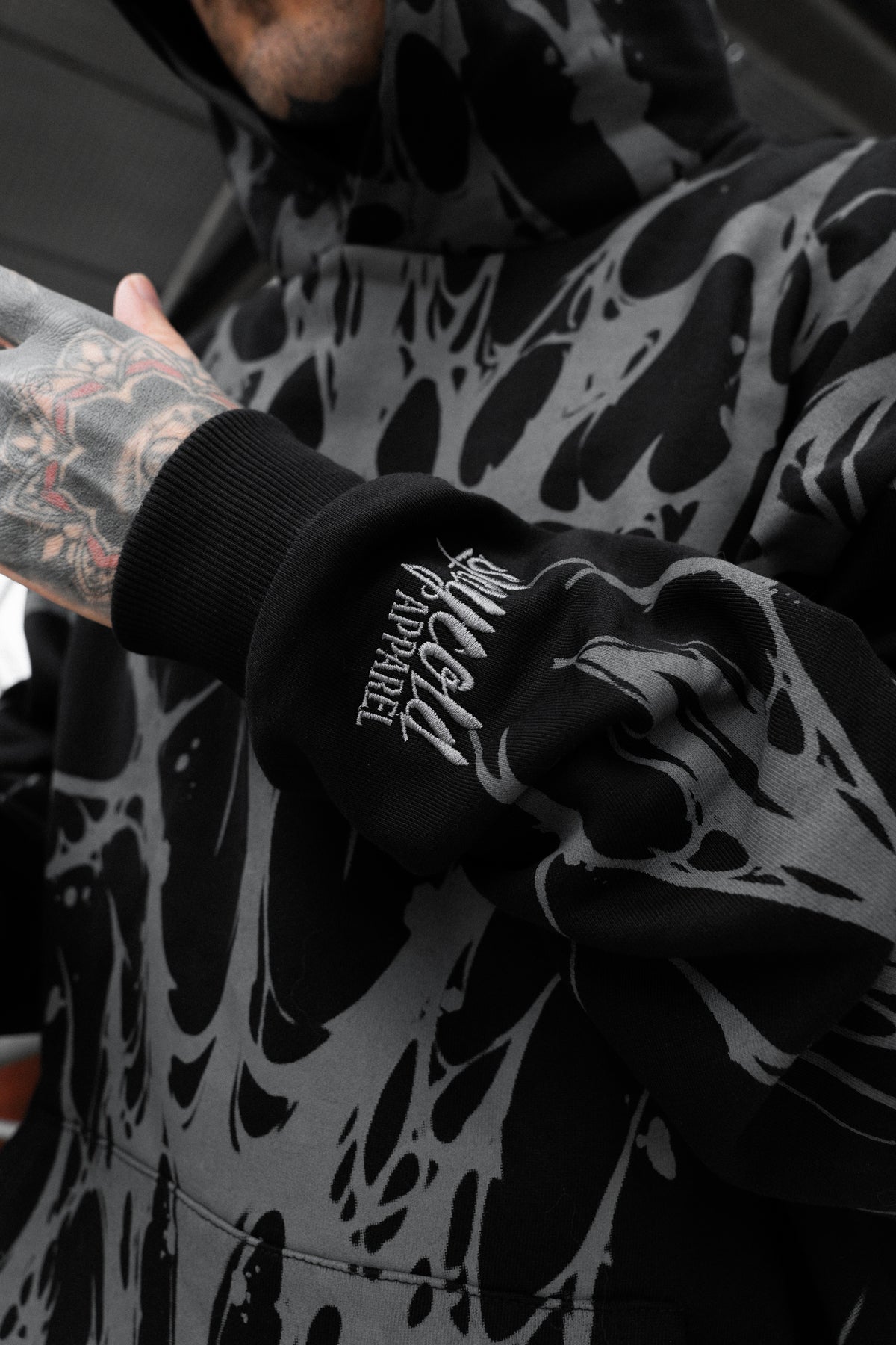 Ripcage (Black) - Heavy Oversized Hoodie (400GSM)