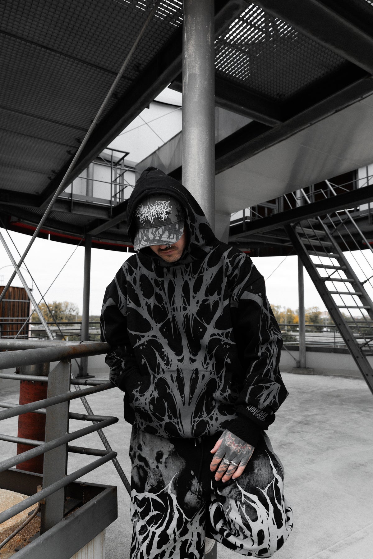 Ripcage (Black) - Heavy Oversized Hoodie (400GSM)