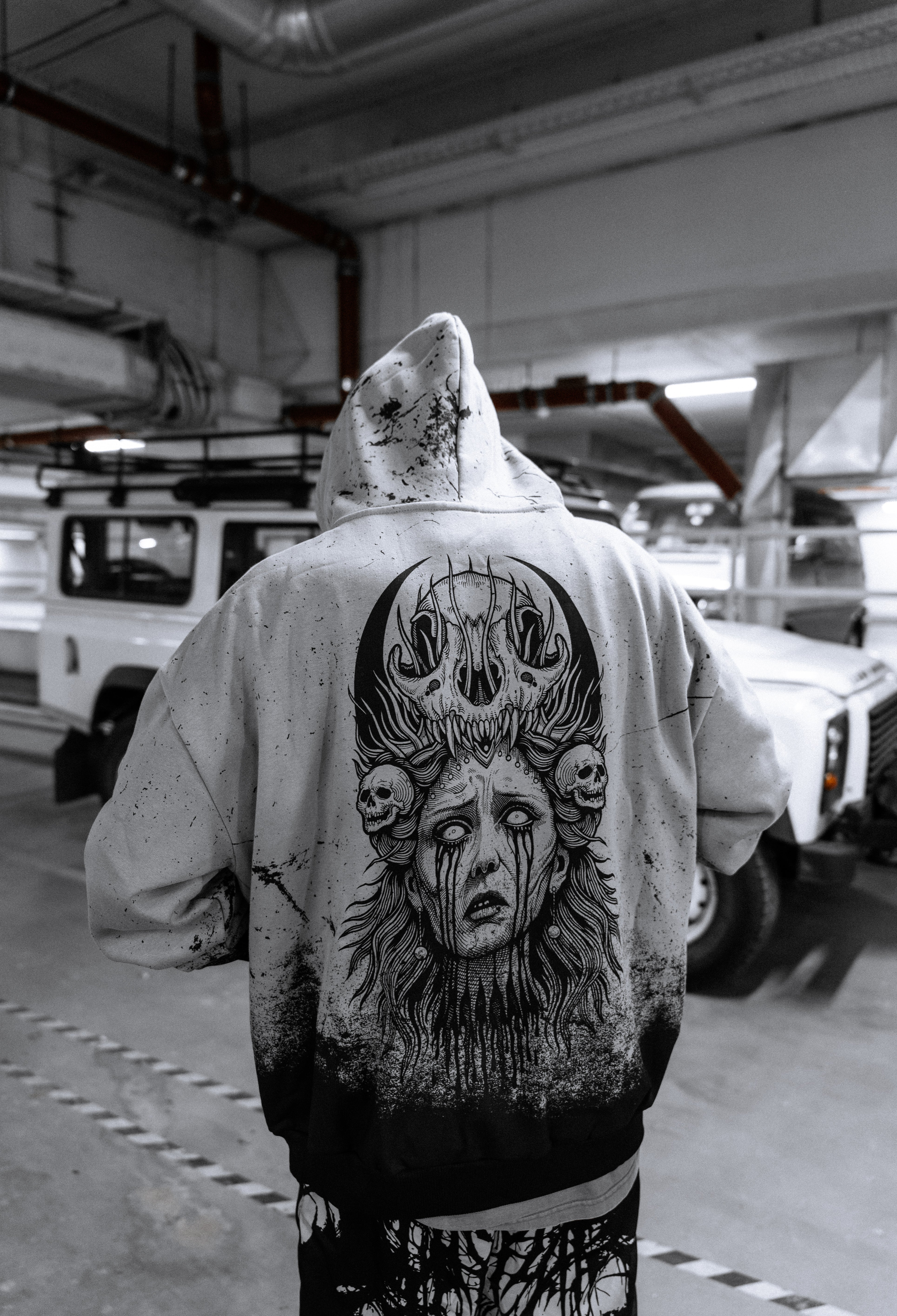Saint of Nothing (Grey Grunge) - Oversized Hoodie (350GSM)
