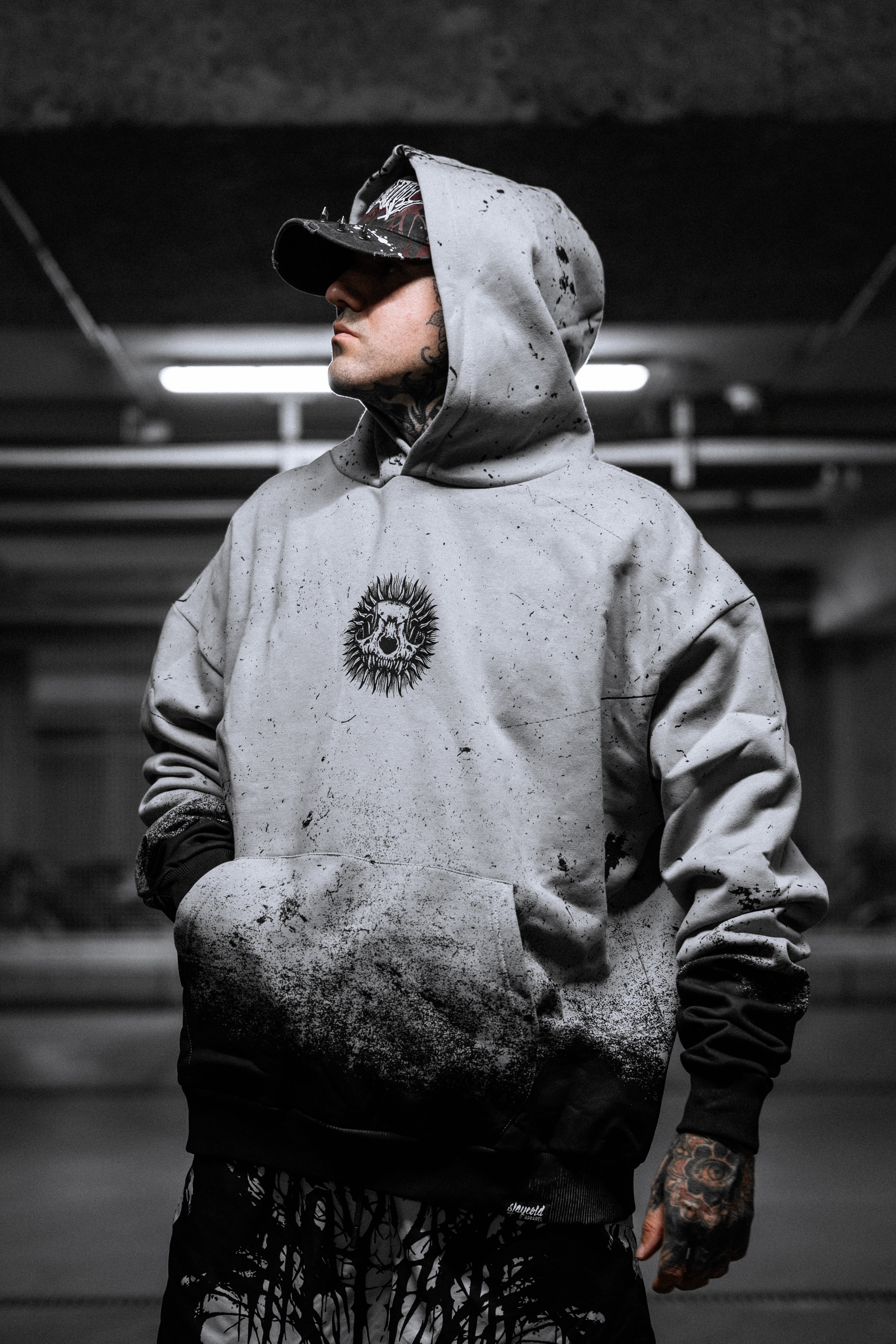 Saint of Nothing (Grey Grunge) - Oversized Hoodie (350GSM)