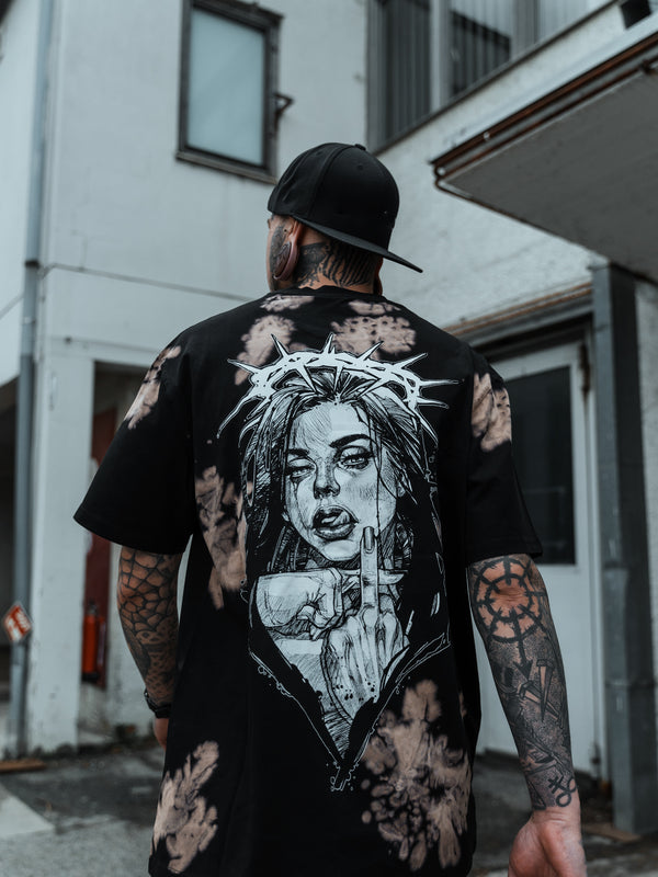 Middle Finger Up - T-Shirt (Rusty Bleached) Lifestyle Image