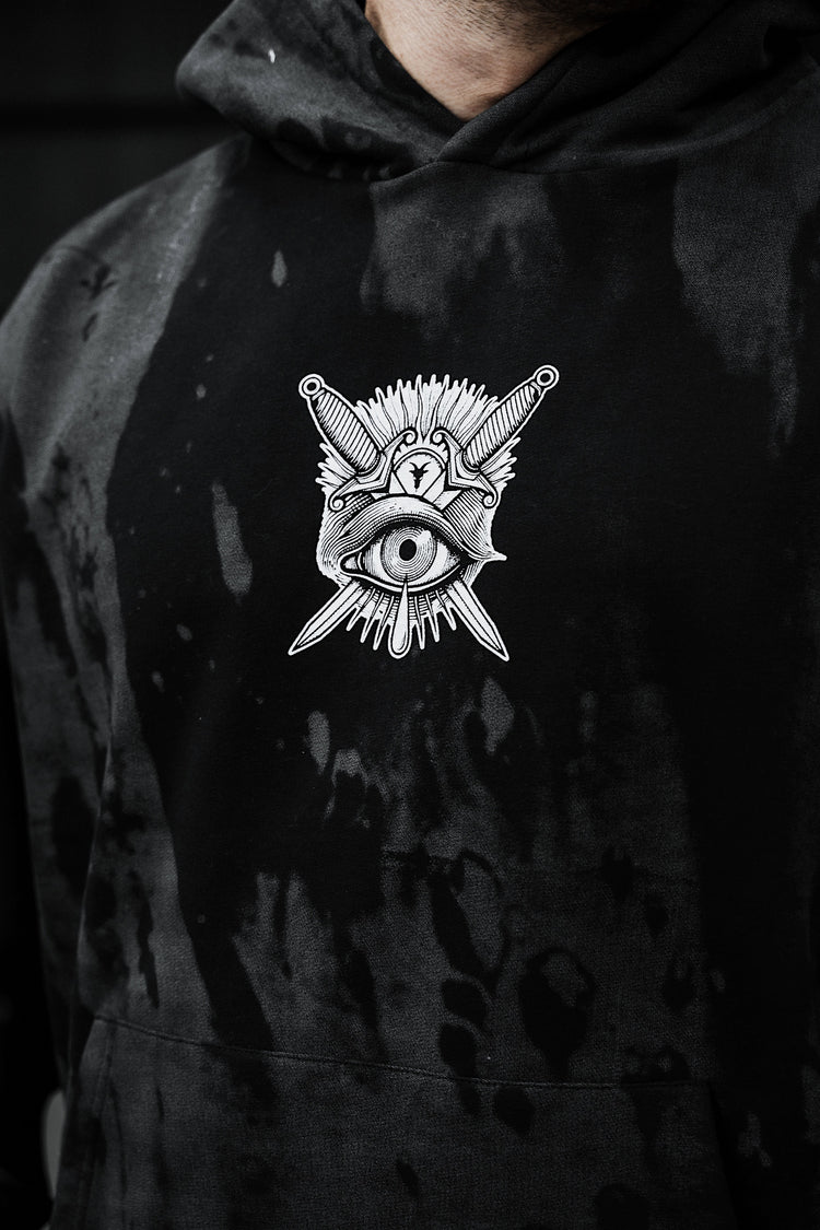 Think Twice (grey dye) - Oversized Hoodie (350GSM) Image 4