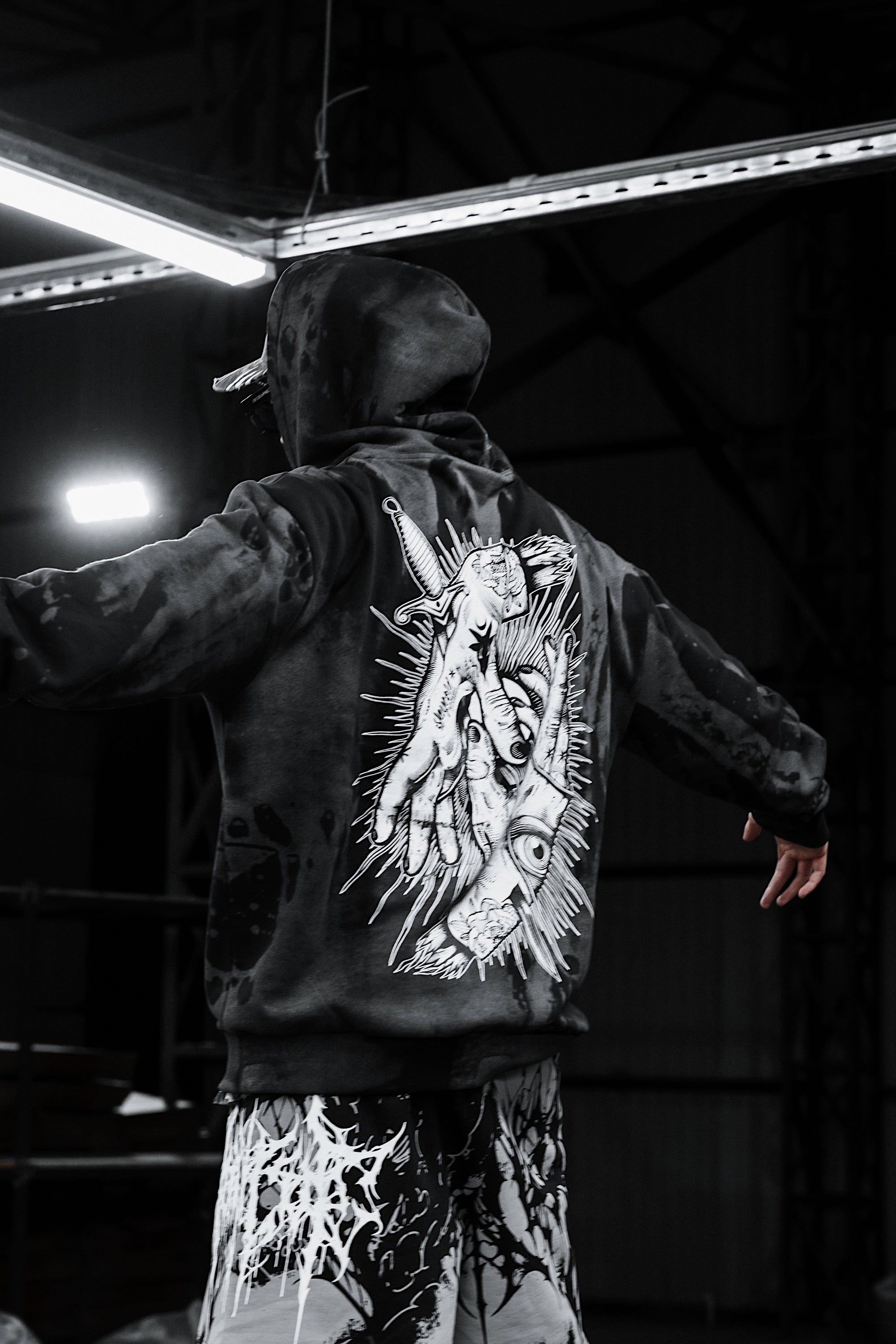 Think Twice (grey dye) - Oversized Hoodie (350GSM)